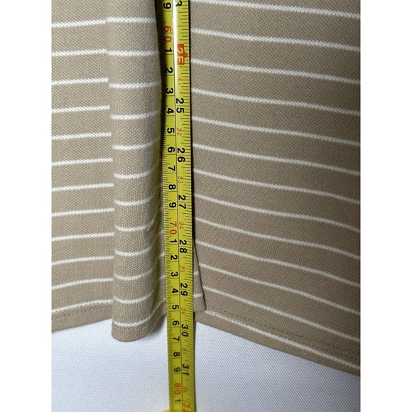 Reformation Crew Neck Shirt Beige White Stripe Long Length Quarter Sleeves Small - Picture 5 of 7